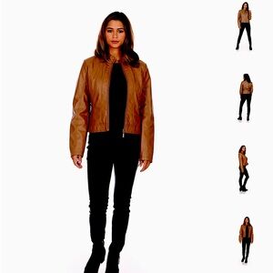 JOUJOU Brown Faux LeatherJacket
